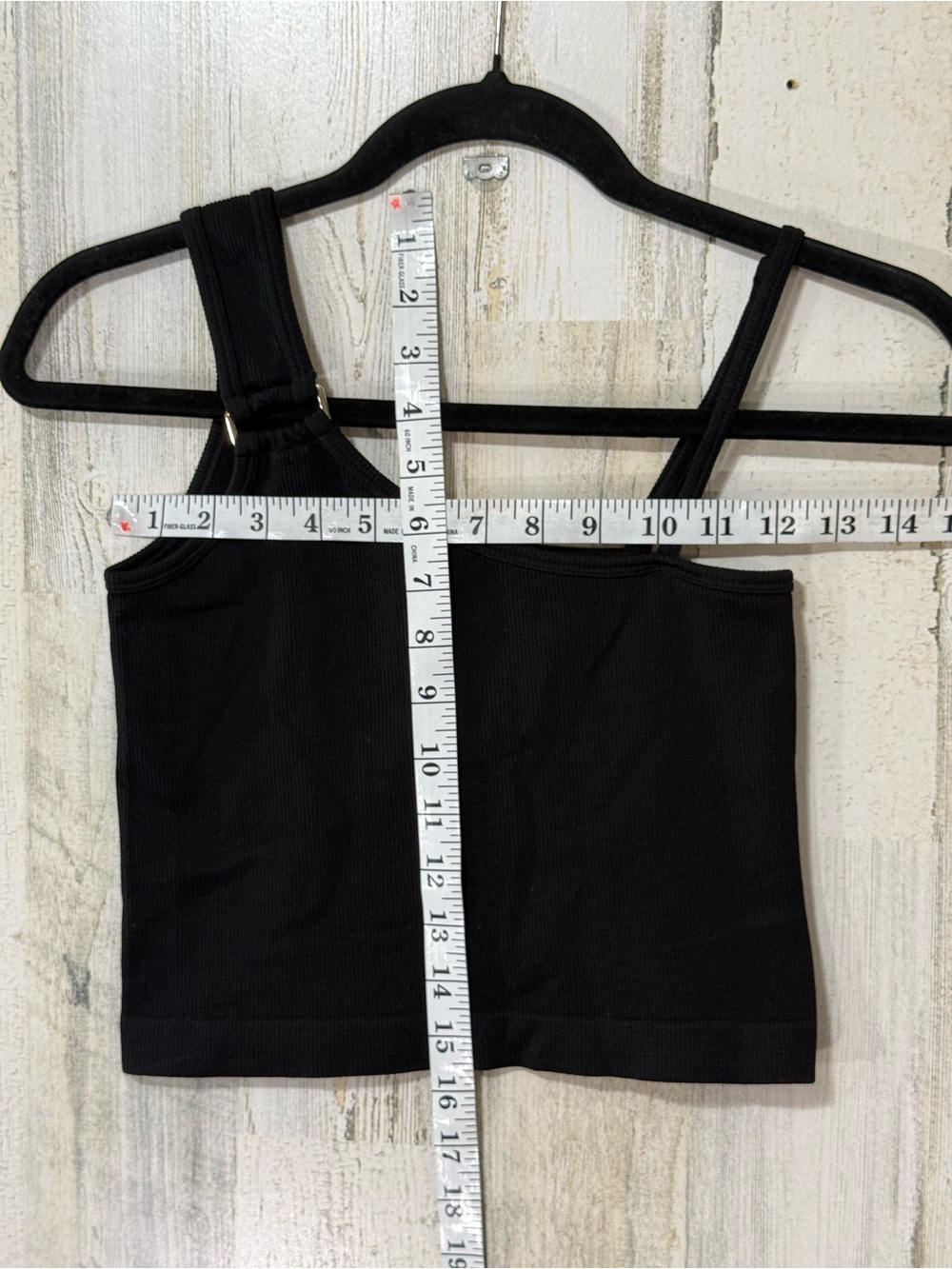 Black One-Shoulder Ribbed Crop Top - Picture 6 of 6